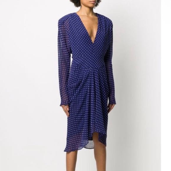 NEW PHILOSOPHY DI LORENZO SERAFINI LONG SLEEVE POLKA DOT MIDI DRESS - Picture 4 of 9